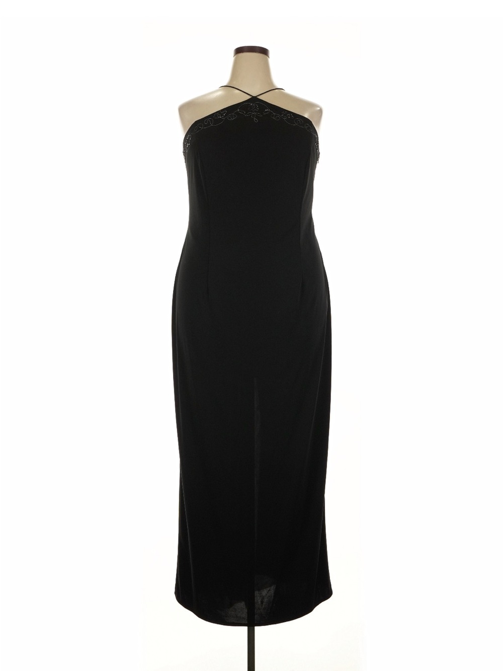Betsy & Adam by Jaslene vintage y2k formal gown, black sequined halter